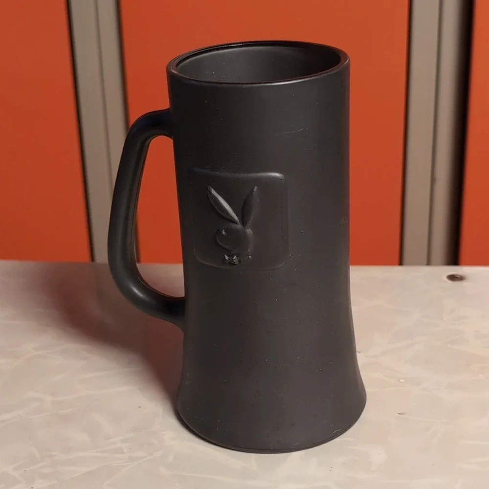 Playboy Bunny‎ Beer Mug 1970s Vintage Matte Black Glass 12 oz